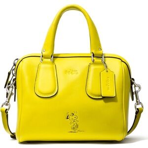 COACH X PEANUTS Snoopy Mini Surrey Yellow Satchel Crossbody + Woodstock Hang Tag